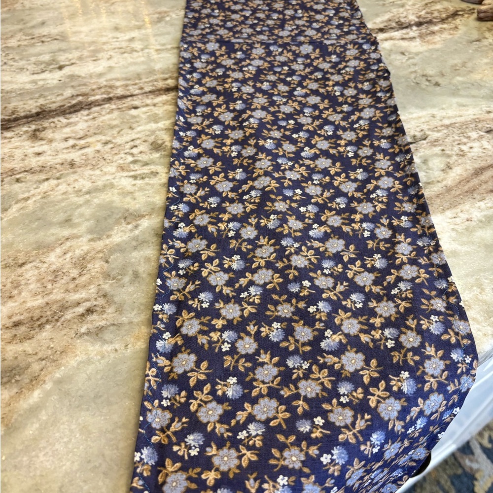 Floral Navy and Gold Table Runner